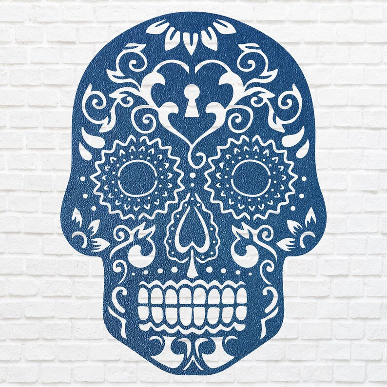 Human Skull Metal Wall Art, Laser Cut Sugar Skull Metal Art, Gothic Home Decor, Livingroom Metal Wall Decor, Housewarming Gift