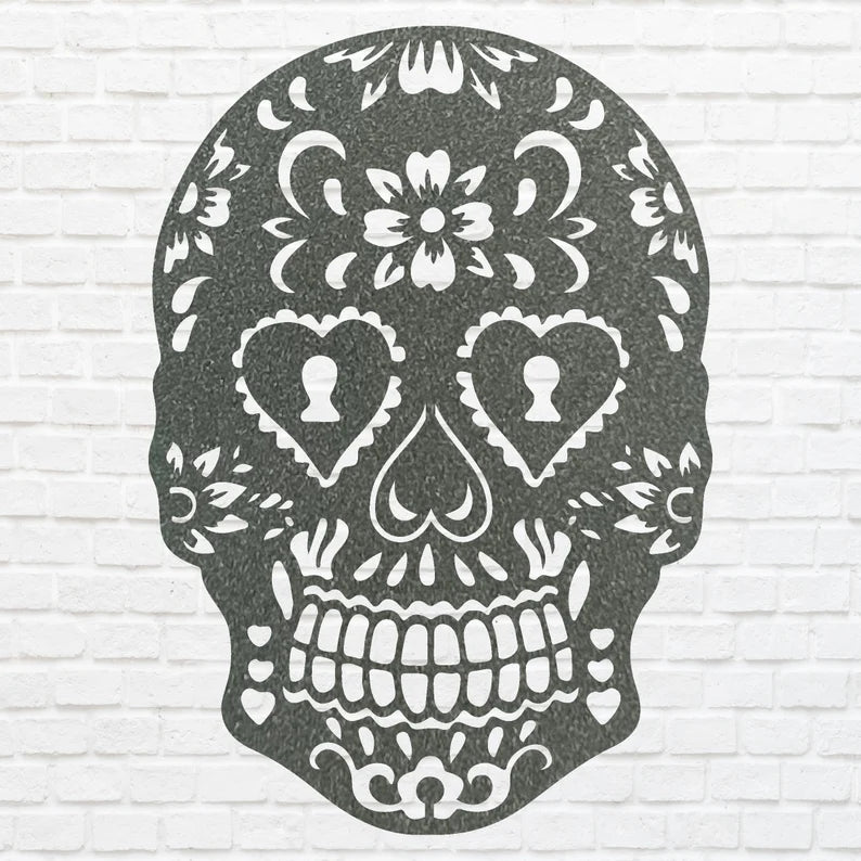 Gothic Skull Metal Wall Art, Human Skull Metal Wall Art, Laser Cut Sugar Skull Decor, Gothic Home Decor, Housewarming Gift