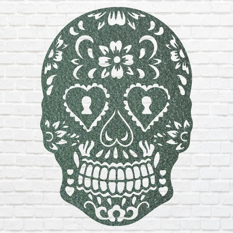 Gothic Skull Metal Wall Art, Human Skull Metal Wall Art, Laser Cut Sugar Skull Decor, Gothic Home Decor, Housewarming Gift