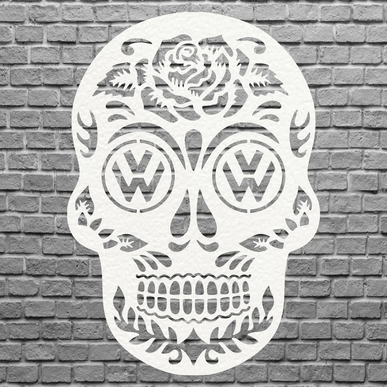 Skull Metal Wall Art, Sugar Skull Laser Cut Metal Art, Gothic Human Skull Home Decor, Farmhouse Metal Wall Decor
