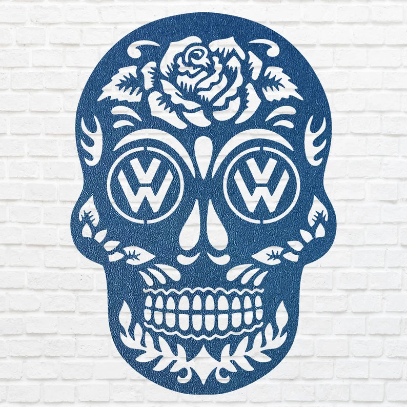 Skull Metal Wall Art, Sugar Skull Laser Cut Metal Art, Gothic Human Skull Home Decor, Farmhouse Metal Wall Decor