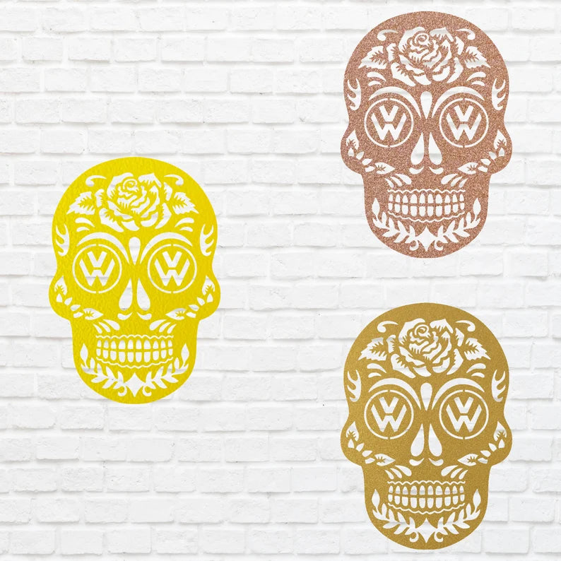 Skull Metal Wall Art, Sugar Skull Laser Cut Metal Art, Gothic Human Skull Home Decor, Farmhouse Metal Wall Decor