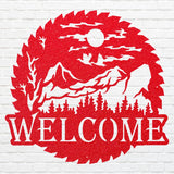 Welcome Metal Sign, Wilderness Welcome Sawblade Metal Art, Laser Cut Welcome Sign, Metal Artwork Garden Decor, Home Decor Sign