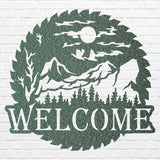 Welcome Metal Sign, Wilderness Welcome Sawblade Metal Art, Laser Cut Welcome Sign, Metal Artwork Garden Decor, Home Decor Sign