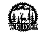 Metal Deer Welcome Sign, Laser Cut Wildlife Metal Art, A Deer Welcome Sawblade Metal Sign, Home Decor Sign, Housewarming Gift