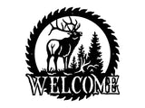 Deer Metal Welcome Sign, Laser Cut Wildlife Metal Art, A Deer Round Metal Wall Art, Welcome Sign For Home Decor