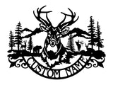 Metal Deer Wall Art, Custom Name Deer Wilderness Metal Sign, Laser Cut Metal Wall Art, Wildlife Metal Art, Housewarming Gift