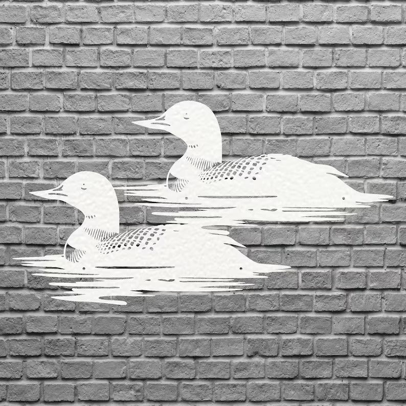 Metal Bird Wall Art, Loons In The Water Metal Wall Art, Outdoor Garden Decor, Aesthetic Room Decor, Housewarming Gift