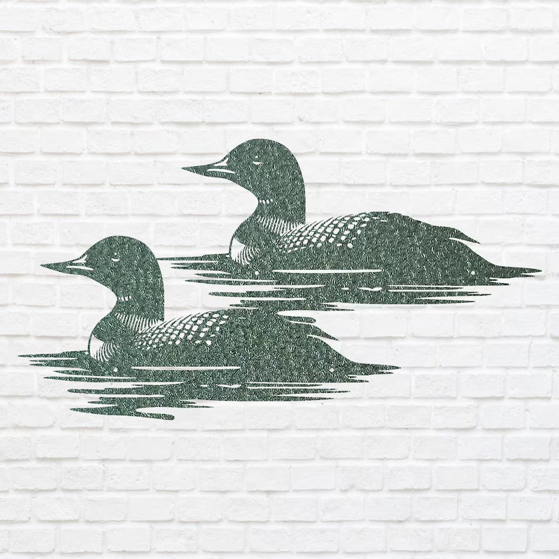 Metal Bird Wall Art, Loons In The Water Metal Wall Art, Outdoor Garden Decor, Aesthetic Room Decor, Housewarming Gift