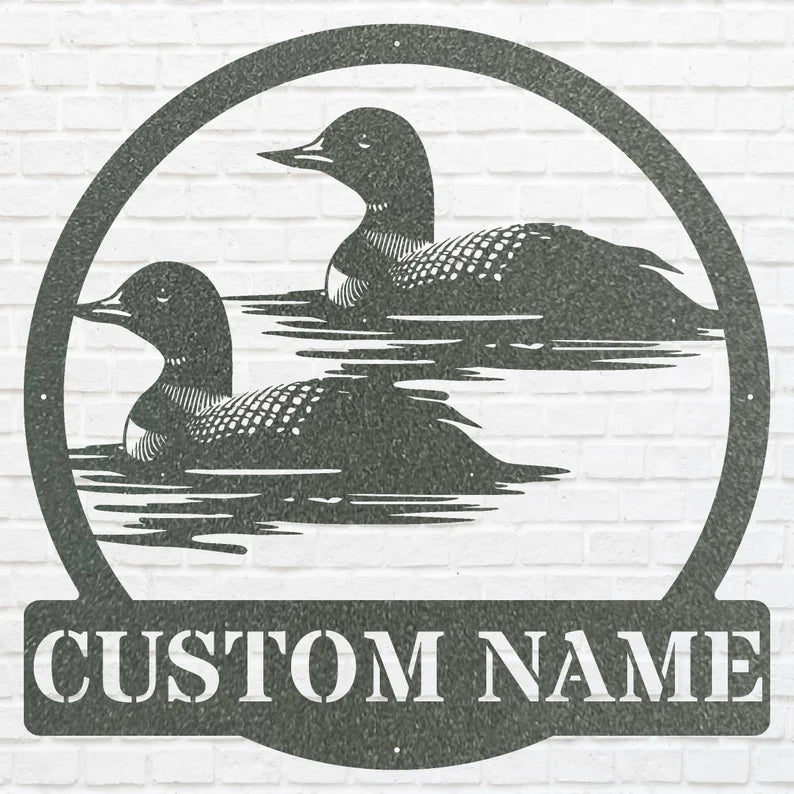 Custom Metal Loon Wall Art, Loon in Water Metal Artwork, Personalized Bird Wall Art, Metal Loon Aesthetic Room Deco, Bird Lover Gift