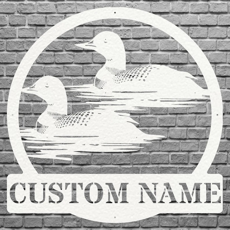 Custom Metal Loon Wall Art, Loon in Water Metal Artwork, Personalized Bird Wall Art, Metal Loon Aesthetic Room Deco, Bird Lover Gift