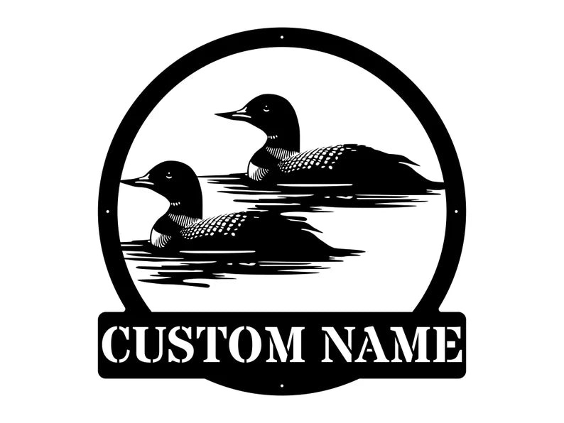 Personalized Metal Loon Wall Art, Loon in Water Metal Artwork, Custom Metal Wall Art, Metal Art Lake House Decor, Lover Gift