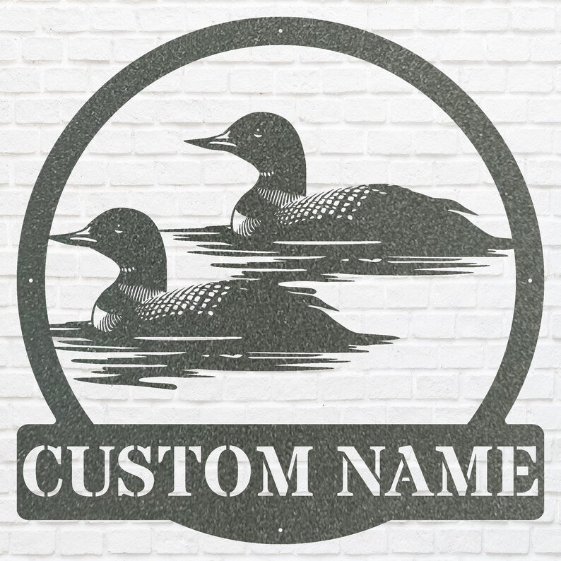 Personalized Metal Loon Wall Art, Loon in Water Metal Artwork, Custom Metal Wall Art, Metal Art Lake House Decor, Lover Gift
