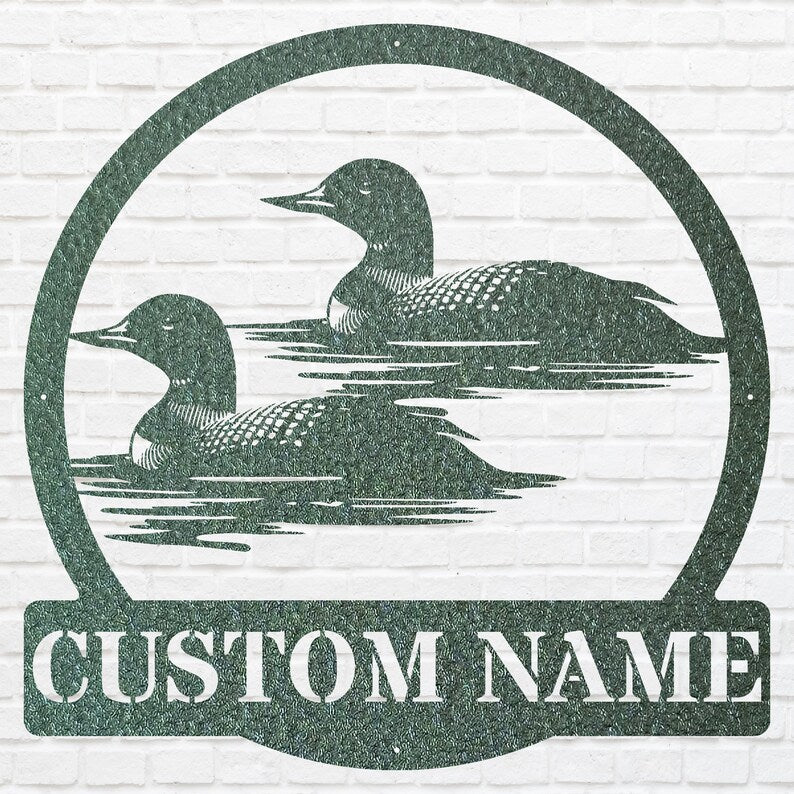 Personalized Metal Loon Wall Art, Loon in Water Metal Artwork, Custom Metal Wall Art, Metal Art Lake House Decor, Lover Gift