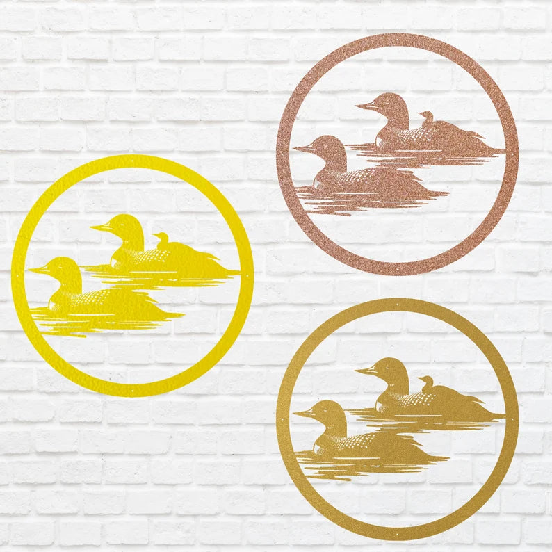 Metal Loon Sign, Loon Family with Baby Metal Artwork, Metal Loon Lake House Decor, Laser Cut Metal Bird Wall Art, Bird Lover Gift
