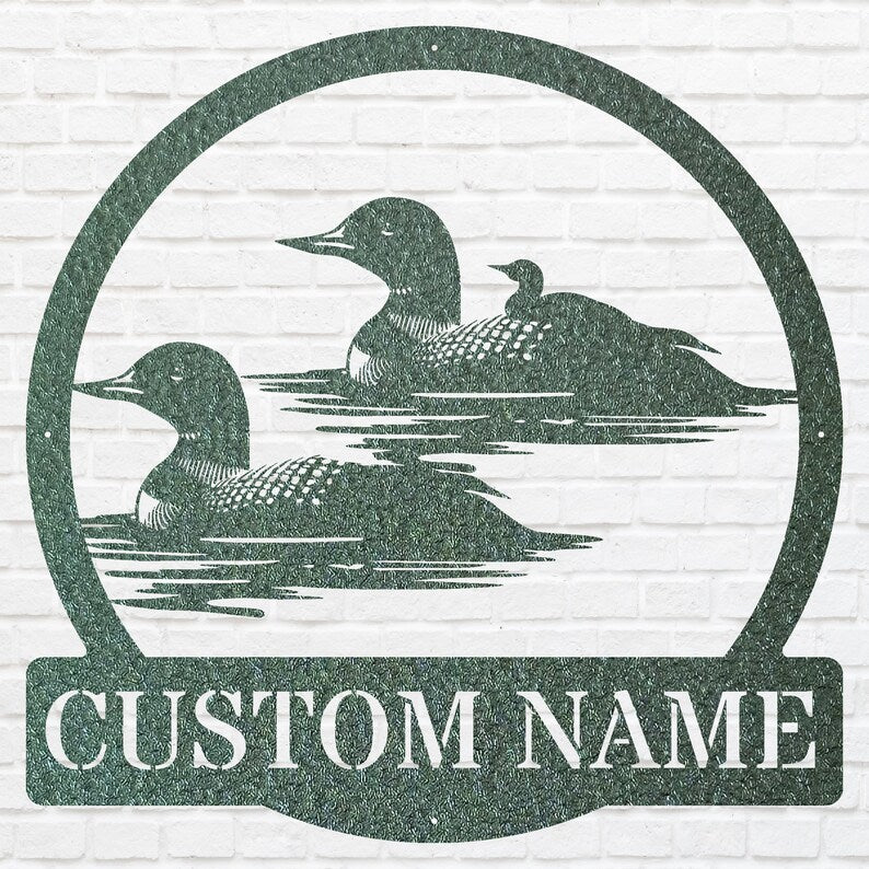 Custom Metal Bird Wall Art, Loon Family with Baby Metal Artwork, Metal Loon Aesthetic Room Decor, Outdoor Garden Decor