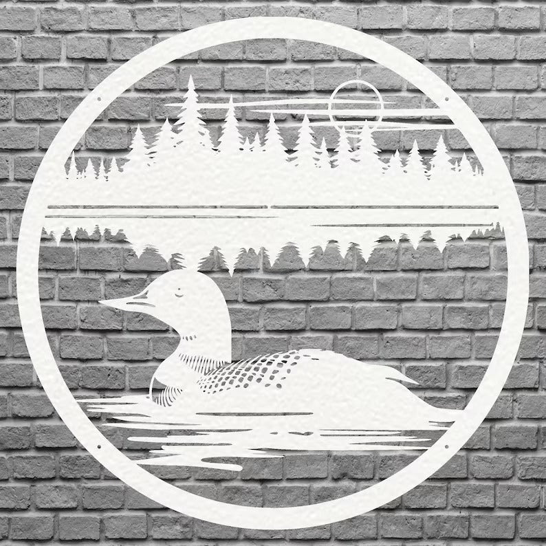 Metal Loon In The Water Wall Art, Lake House Metal Wall Art, Metal Bird Artwork, Lase Cut Metal Loon Home Decor, Bird Lover Gift