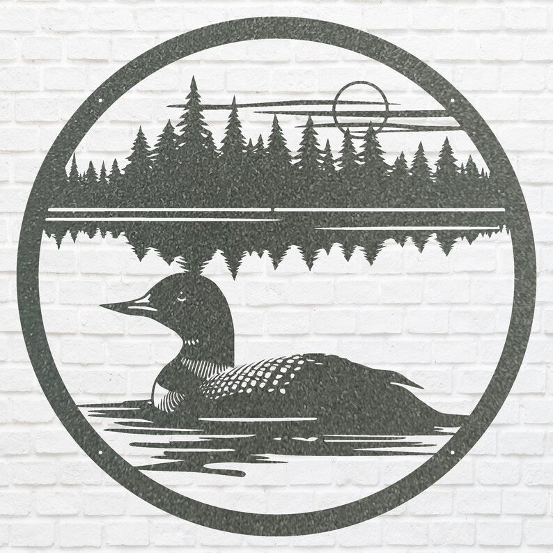 Metal Loon In The Water Wall Art, Lake House Metal Wall Art, Metal Bird Artwork, Lase Cut Metal Loon Home Decor, Bird Lover Gift