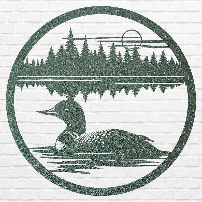 Metal Loon In The Water Wall Art, Lake House Metal Wall Art, Metal Bird Artwork, Lase Cut Metal Loon Home Decor, Bird Lover Gift