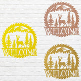 Metal Deer Welcome Sign, Laser Cut Wildlife Metal Art, A Deer Welcome Sawblade Metal Sign, Home Decor Sign, Housewarming Gift
