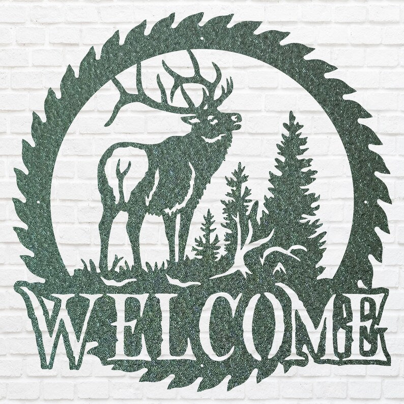 Deer Metal Welcome Sign, Laser Cut Wildlife Metal Art, A Deer Round Metal Wall Art, Welcome Sign For Home Decor