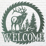 Deer Metal Welcome Sign, Laser Cut Wildlife Metal Art, A Deer Round Metal Wall Art, Welcome Sign For Home Decor
