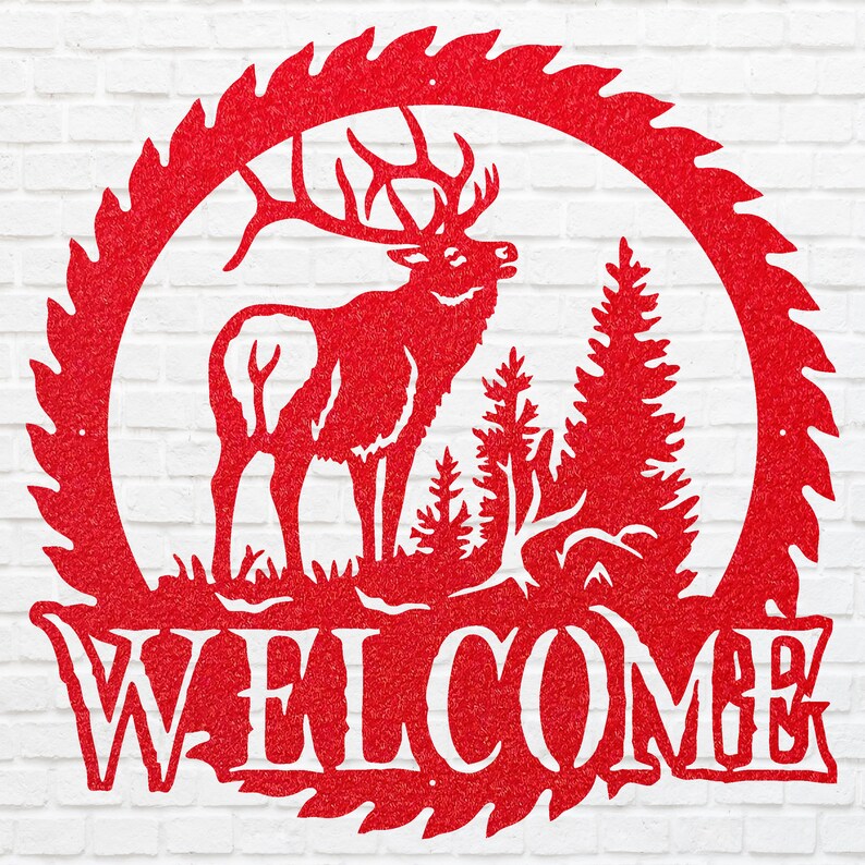 Deer Metal Welcome Sign, Laser Cut Wildlife Metal Art, A Deer Round Metal Wall Art, Welcome Sign For Home Decor