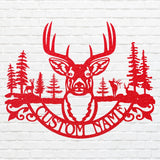 Custom Name Deer Metal Sign, Deer Wilderness Metal Wall Art, Laser Cut Wildlife Metal Art, Farmhouse Wall Decor