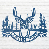 Custom Name Deer Metal Sign, Deer Wilderness Metal Wall Art, Laser Cut Wildlife Metal Art, Farmhouse Wall Decor