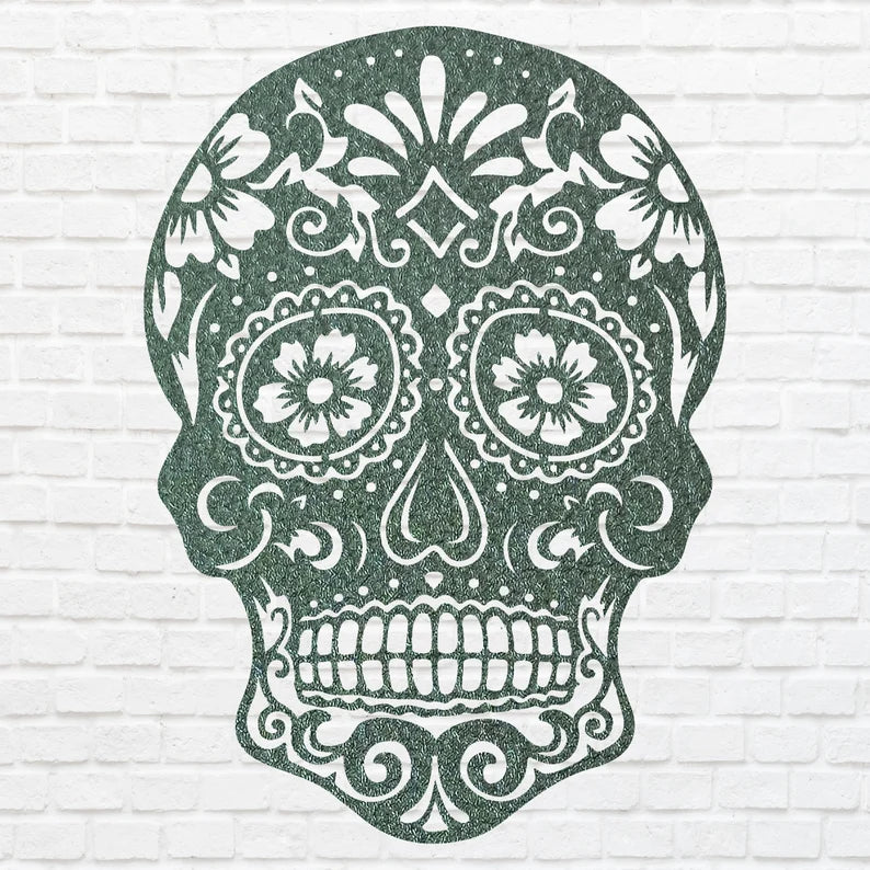 Sugar Skull Metal Wall Art, Gothic Skull Laser Cut Metal Art, Gothic Home Decor, Metal Human Skull Housewarming Gift