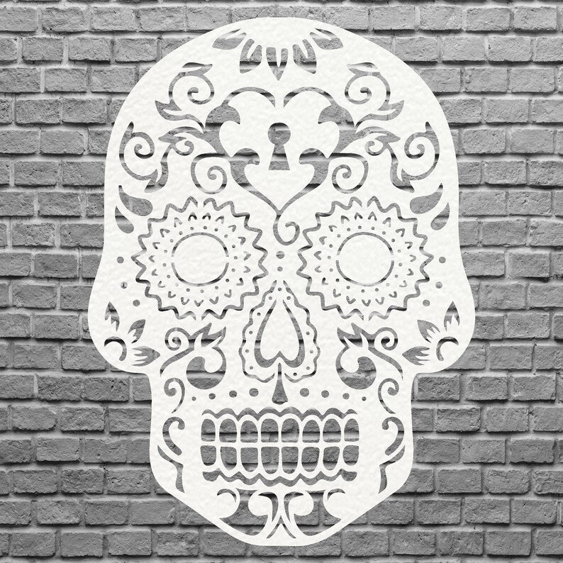Human Skull Metal Wall Art, Laser Cut Sugar Skull Metal Art, Gothic Home Decor, Livingroom Metal Wall Decor, Housewarming Gift