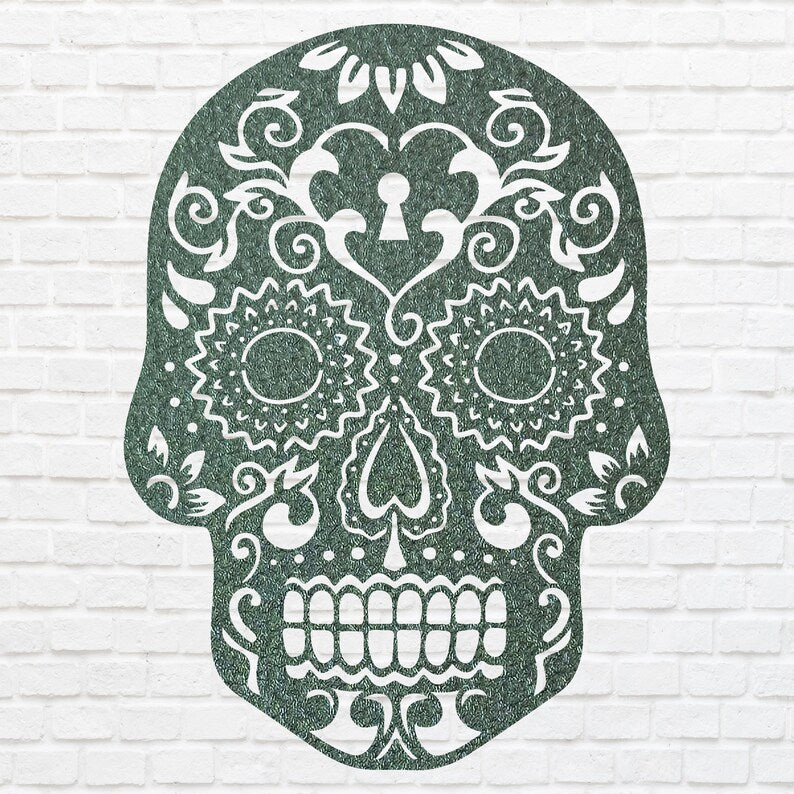 Human Skull Metal Wall Art, Laser Cut Sugar Skull Metal Art, Gothic Home Decor, Livingroom Metal Wall Decor, Housewarming Gift