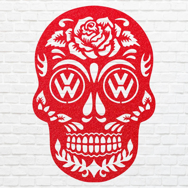 Skull Metal Wall Art, Sugar Skull Laser Cut Metal Art, Gothic Human Skull Home Decor, Farmhouse Metal Wall Decor