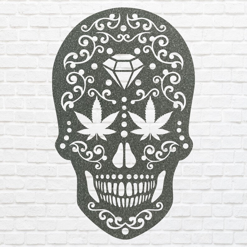 Metal Skull Wall Art, Laser Cut Human Skull Metal Wall Art, Gothic Home Decor, Sugar Skull Farmhouse Decor, Housewarming Gift