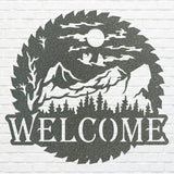 Welcome Metal Sign, Wilderness Welcome Sawblade Metal Art, Laser Cut Welcome Sign, Metal Artwork Garden Decor, Home Decor Sign