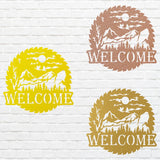 Welcome Metal Sign, Wilderness Welcome Sawblade Metal Art, Laser Cut Welcome Sign, Metal Artwork Garden Decor, Home Decor Sign