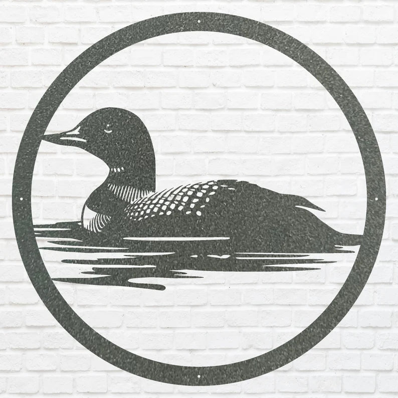 Metal Loon Wall Art, Loon In The Water Metal Wall Art, Lake House Decor, Modern Living Room Wall Decor, Bird Lover Gift