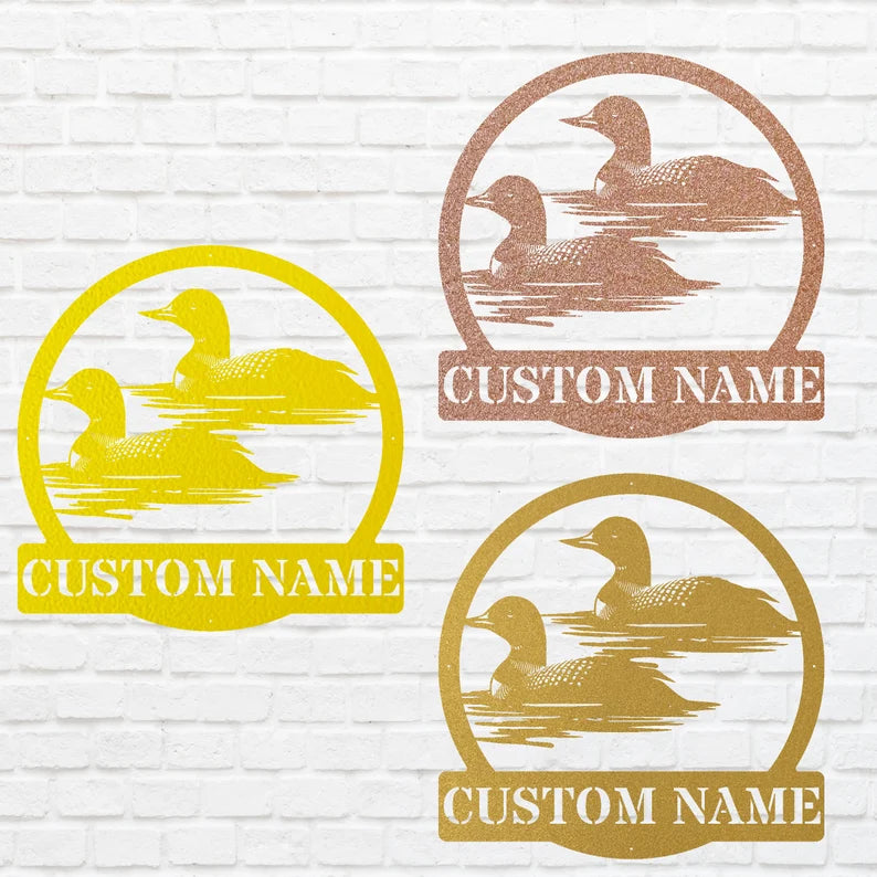 Custom Metal Loon Wall Art, Loon in Water Metal Artwork, Personalized Bird Wall Art, Metal Loon Aesthetic Room Deco, Bird Lover Gift
