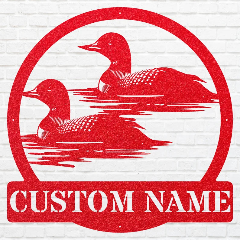 Custom Metal Loon Wall Art, Loon in Water Metal Artwork, Personalized Bird Wall Art, Metal Loon Aesthetic Room Deco, Bird Lover Gift