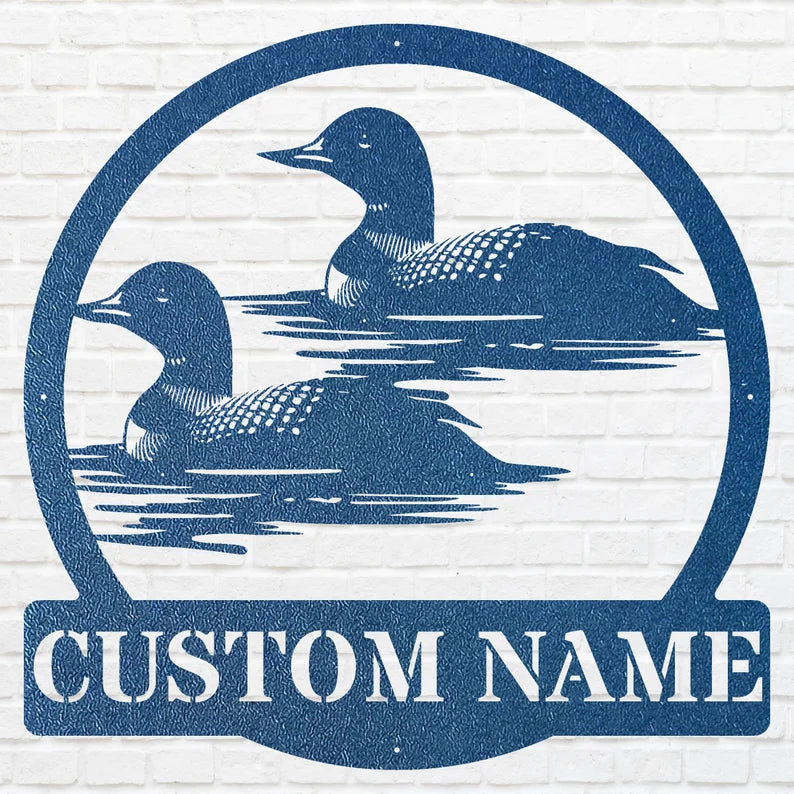 Custom Metal Loon Wall Art, Loon in Water Metal Artwork, Personalized Bird Wall Art, Metal Loon Aesthetic Room Deco, Bird Lover Gift