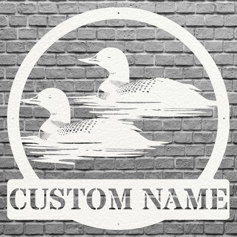 Personalized Metal Loon Wall Art, Loon in Water Metal Artwork, Custom Metal Wall Art, Metal Art Lake House Decor, Lover Gift