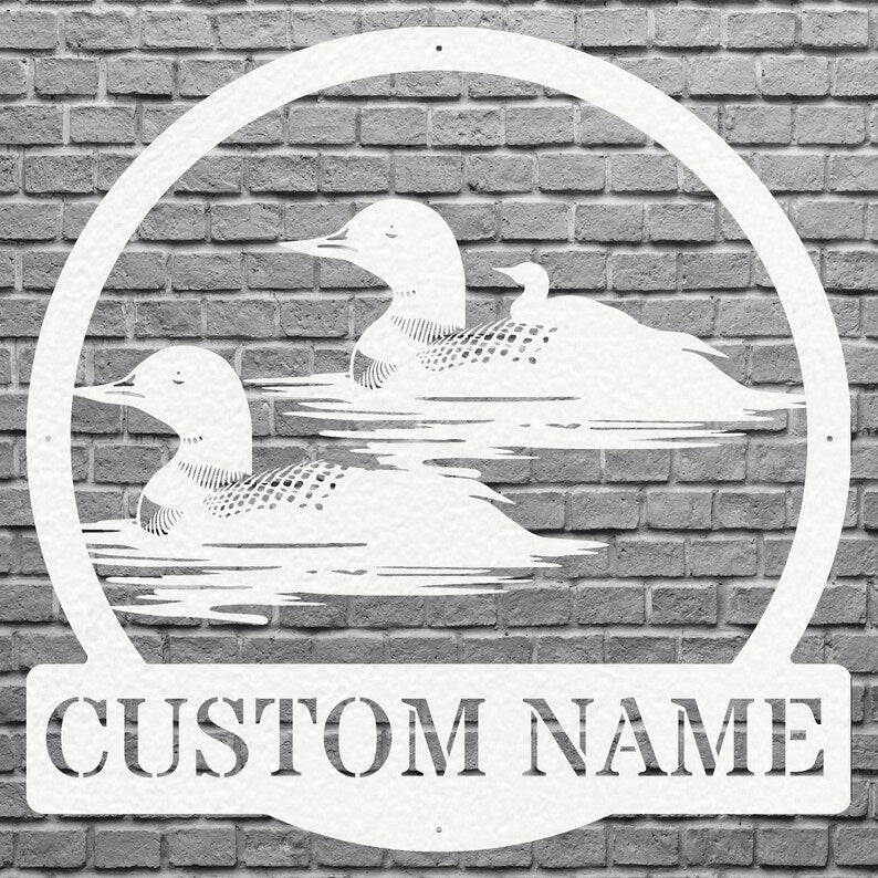 Custom Metal Bird Wall Art, Loon Family with Baby Metal Artwork, Metal Loon Aesthetic Room Decor, Outdoor Garden Decor