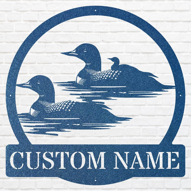 Custom Metal Bird Wall Art, Loon Family with Baby Metal Artwork, Metal Loon Aesthetic Room Decor, Outdoor Garden Decor