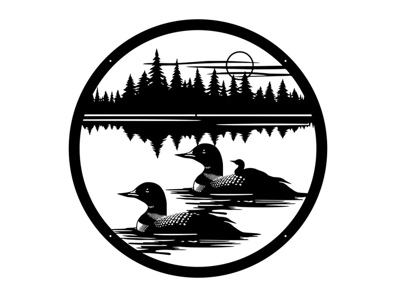 Loon Family with Baby Reflection