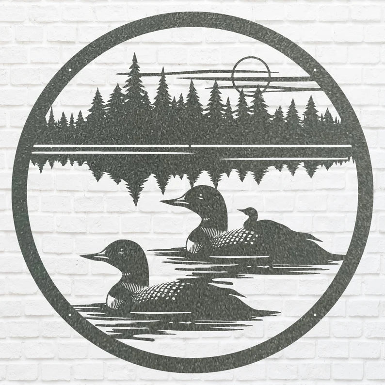 Loon Family with Baby Reflection