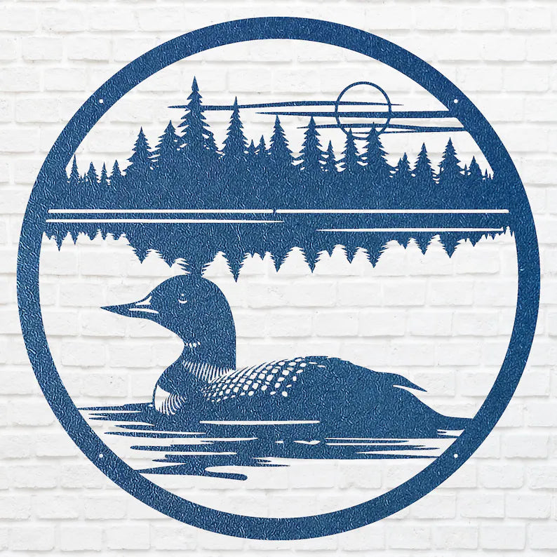 Metal Loon In The Water Wall Art, Lake House Metal Wall Art, Metal Bird Artwork, Lase Cut Metal Loon Home Decor, Bird Lover Gift