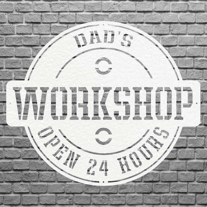 Dads Workshop Sign, Metal Wall Art, Dads Garage Wall Art, Workshop Metal Sign Wall Art, Custom Garage Sign, Mechanic Gifts