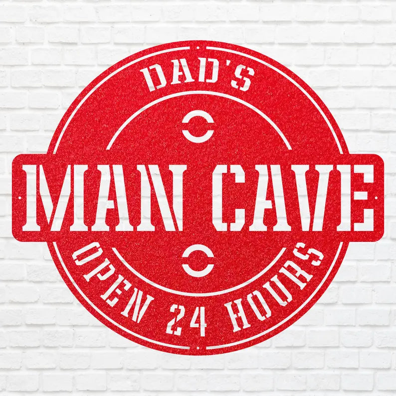 Dads Man Cave Sign, Man Cave Wall Art, Custom Man Cave Sign, Laser Cut Metal Signs, Personalized Man Cave Decor