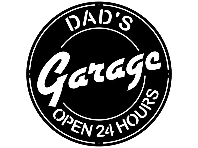 Metal Workshop Sign, Modern Metal Work, Garage Wall Decor, Dad Garage Wall Art, Round Dad Wall Art, Gifts for Dad