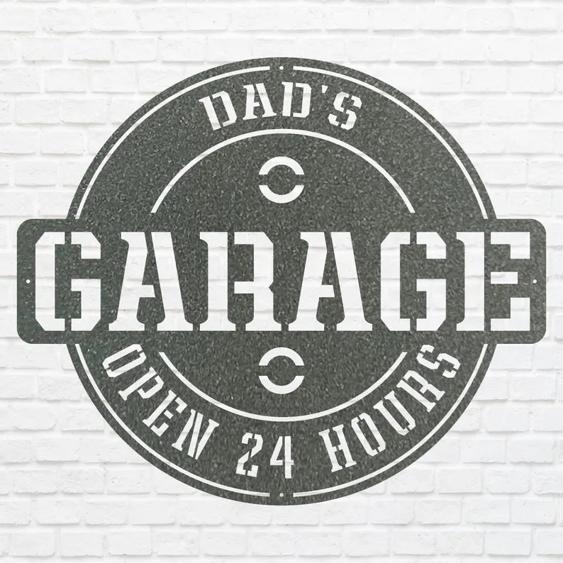 Garage Wall Art, Dad Garage Wall Art, Metal Workshop Sign, Modern Metal Work, Round Dad Wall Art, Mechanic Gifts